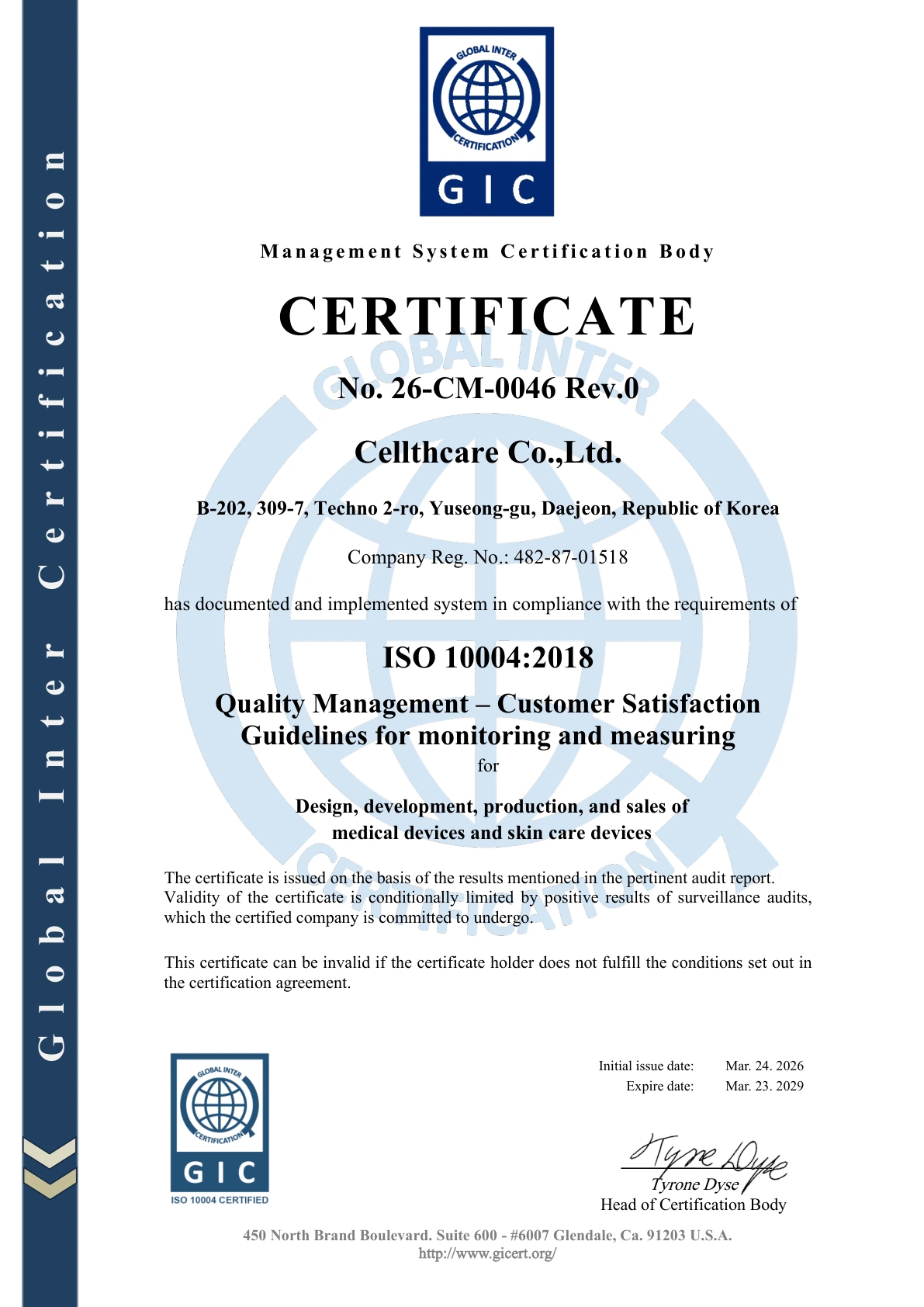 Enlarge ISO 10004 certificate